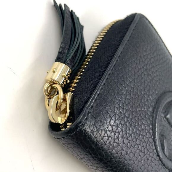Gucci Soho GG Round Zip Wallet Leather Black Gold - Picture 7 of 13
